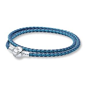 Pandora Blue Woven Double-Leather Charm Bracelet